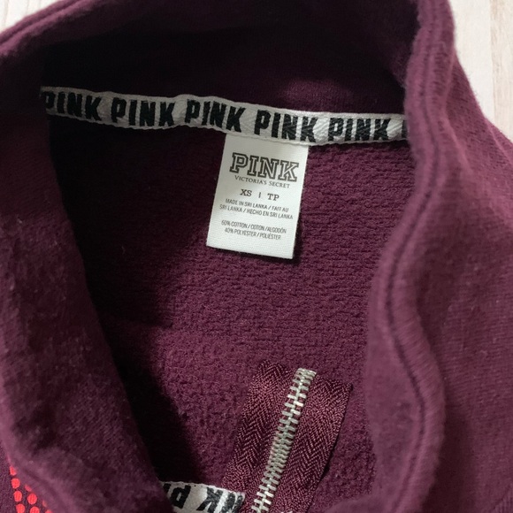 PINK Victoria's Secret Burgundy Quarter-zip Sweater - Picture 2 of 3